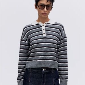 Stripped Polo Sweater